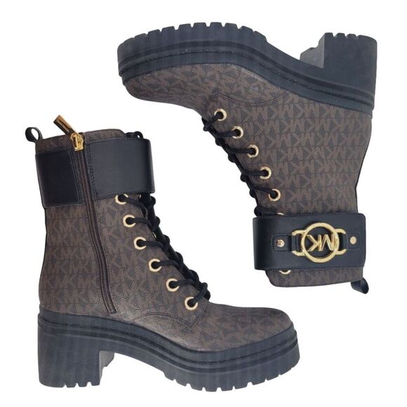 Michael Kors 'Rory' Heeled Ankle Boots Dark Brown Black 6 - Picture 7 of 16